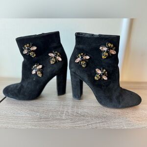 Alex Alex Genuine Leather Suede Heeled Ankle Boots Glam Details Fall Winter